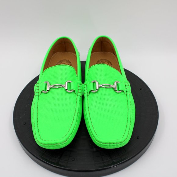 Amali Summer Driving Moccasin Loafer With Silver Ornament Lime Green 8.5M NWOB - Picture 4 of 8